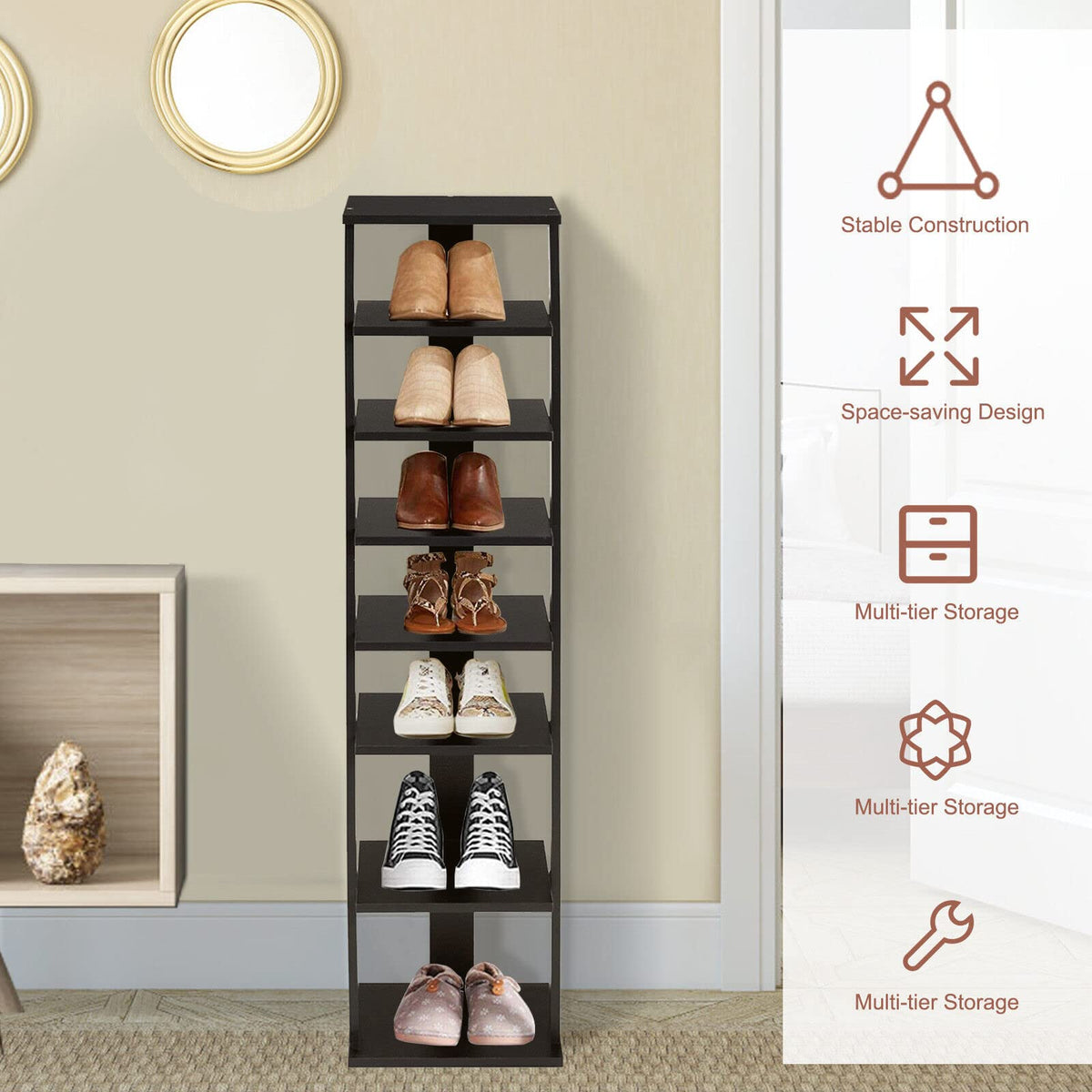 Giantex 7-Tier Vertical Shoe Rack, Shoe Storage Tower with Multiple Layers, Entryway Shoe Shelf Organizer