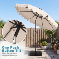 2.8M Patio Umbrella with Weighted Base Sandbags and Push Button Tilt