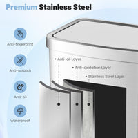 Giantex 50L Automatic Trash Can, Rectangular Infrared Motion Sensor Garbage Can