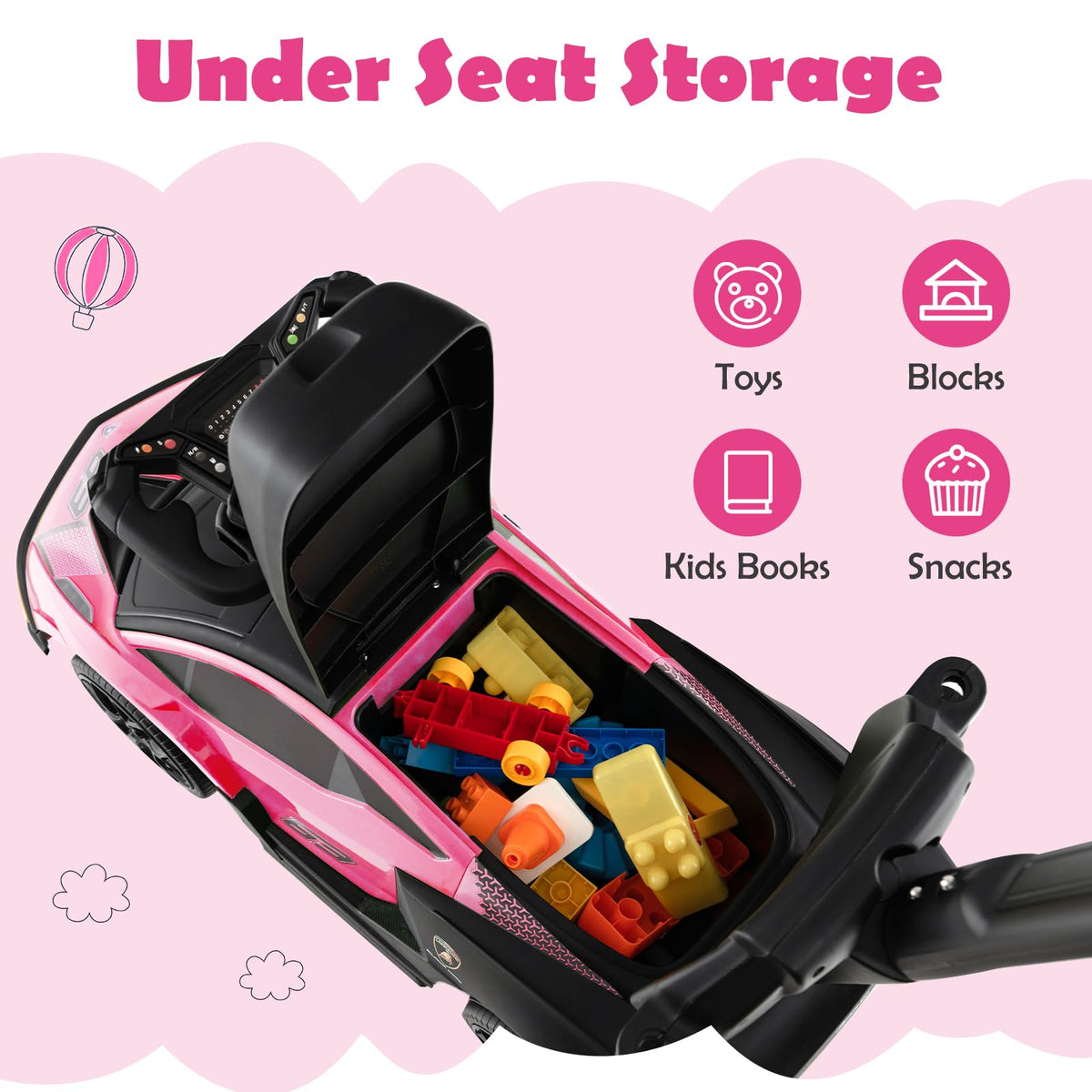 Lamborghini Licensed Push Cars for Toddlers 1-3, 3 in 1 Stroller Sliding Walking Car