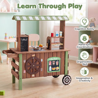 Pretend Play Market Food Cart with Ovens and Shelves for Boys and Girls