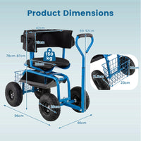 Rolling Garden Work Seat with Wheels and Swivel Seat