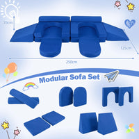 10 PCS Modular Kids Play Couch Toddler Climb & Crawl Foam Playset w/Suede Fabric