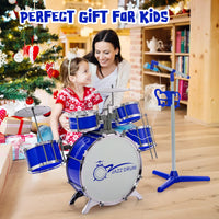 Kids Drum Keyboard Set with Stool & Microphone Stand