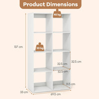 8-Cube Bookshelf, Modern Cubby Bookcase