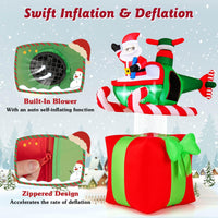 1.8m Christmas Inflatables Santa Claus with Helicopter on Gift Box