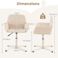 Giantex Vanity Chair with Back, 360° Swivel Armchair w/Adjustable Height