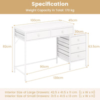 Computer Desk w/ 5 Drawers Home Office Desk Heavy-duty Metal Frame Working Desk