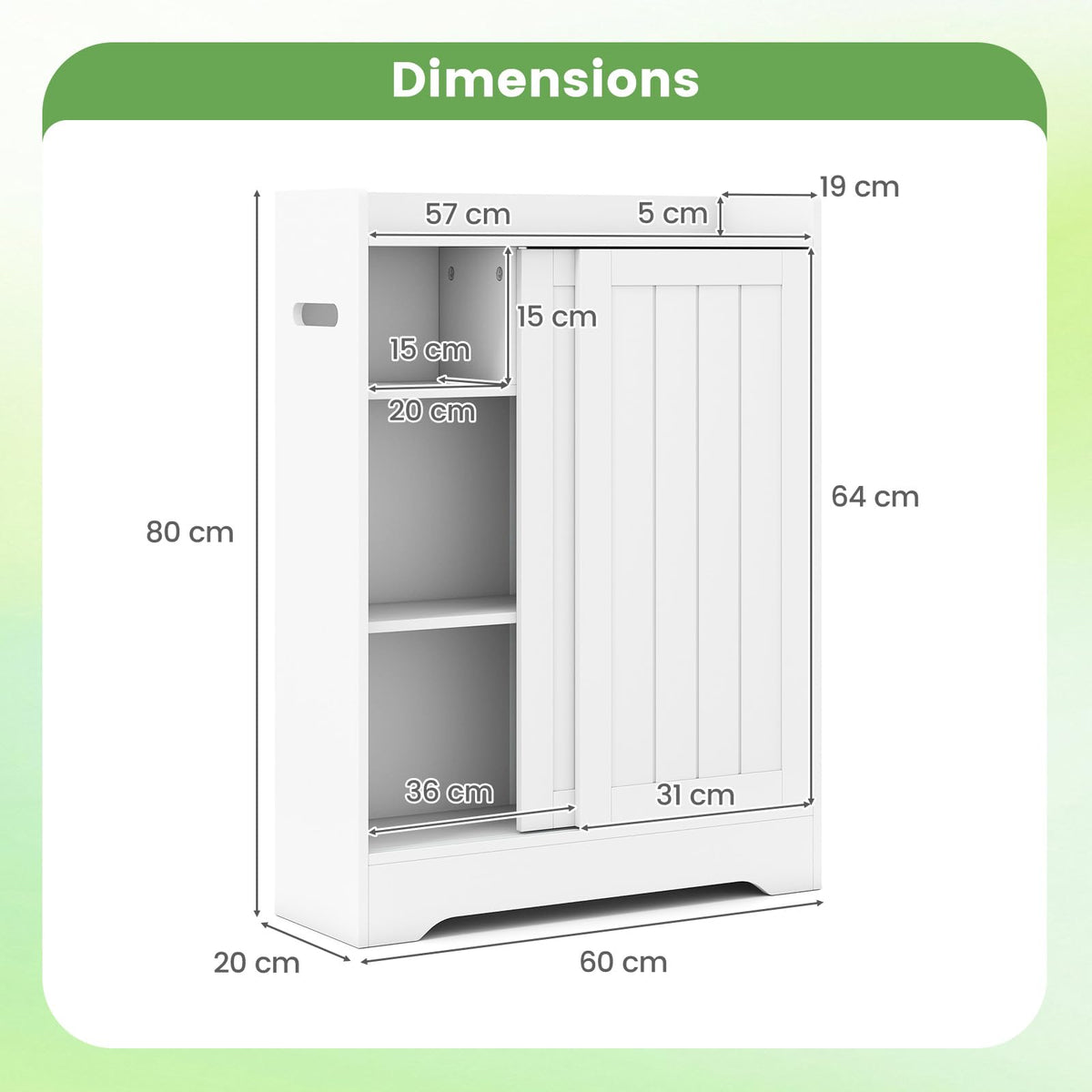 Bathroom Storage Cabinet Slim Floor Cabinet with Toilet Paper Holders Brush Compartment