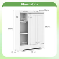 Bathroom Storage Cabinet Slim Floor Cabinet with Toilet Paper Holders Brush Compartment