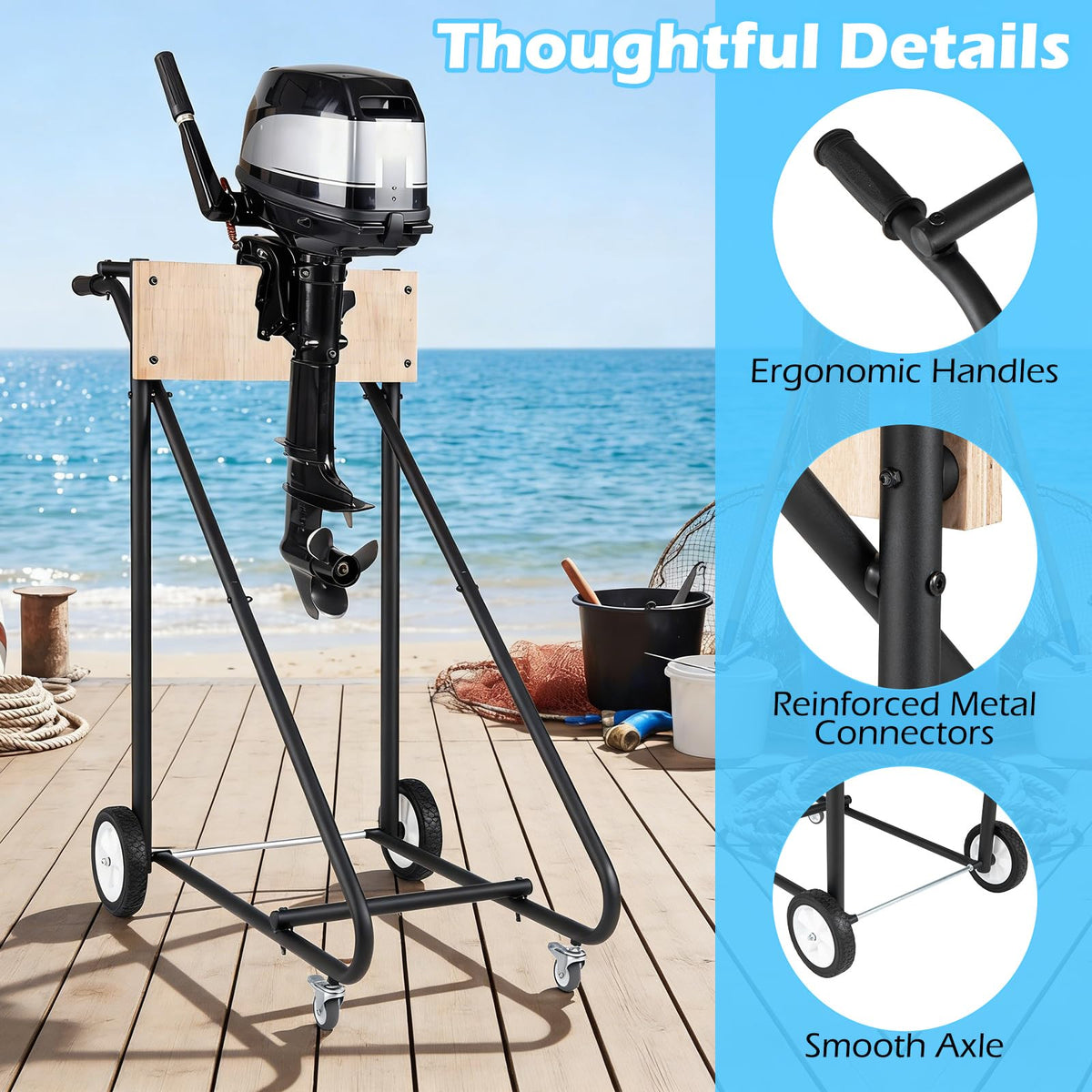 330 LBS Boat Motor Stand, Portable Outboard Engine Cart