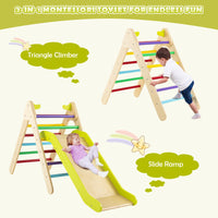 2 in 1 Kids Wooden Climbing Triangle Set with Slide