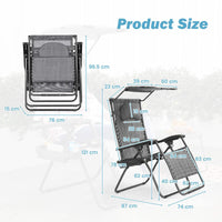 Large Folding Recliner with Awning and Headrest