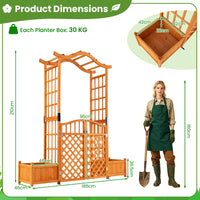 Garden Arbor with Gate and 2 Planter Boxes for Backyard