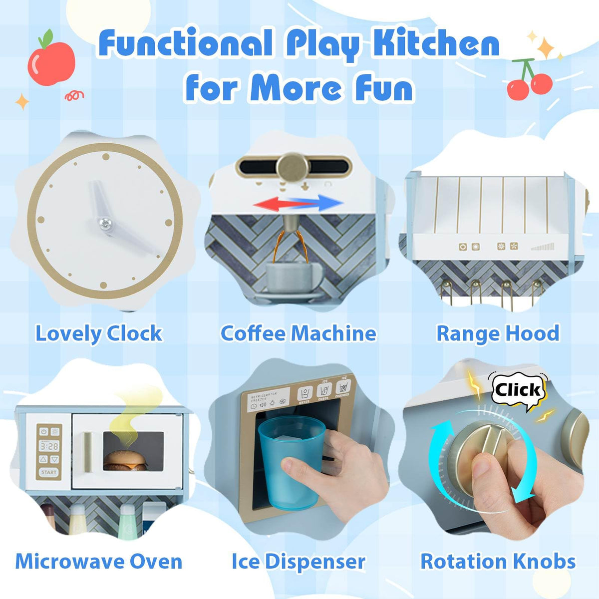 Kids Kitchen Playset, Wooden Pretend Play Kitchen