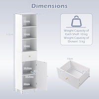 Giantex 172 cm Tall Freestanding Bathroom Floor Cabinet with Drawer