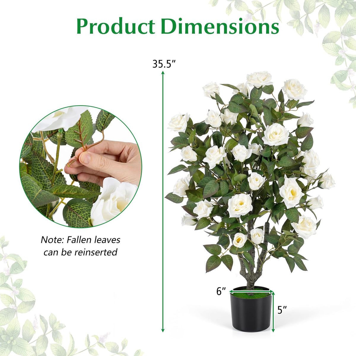 90cm Artificial Rose Tree Free Maintenance for Home Office Porch