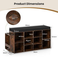 Giantex Shoe Storage Bench with Umbrella Stand, 10-Cube Entryway Bench with Adjustable Shelf & Padded Cushion