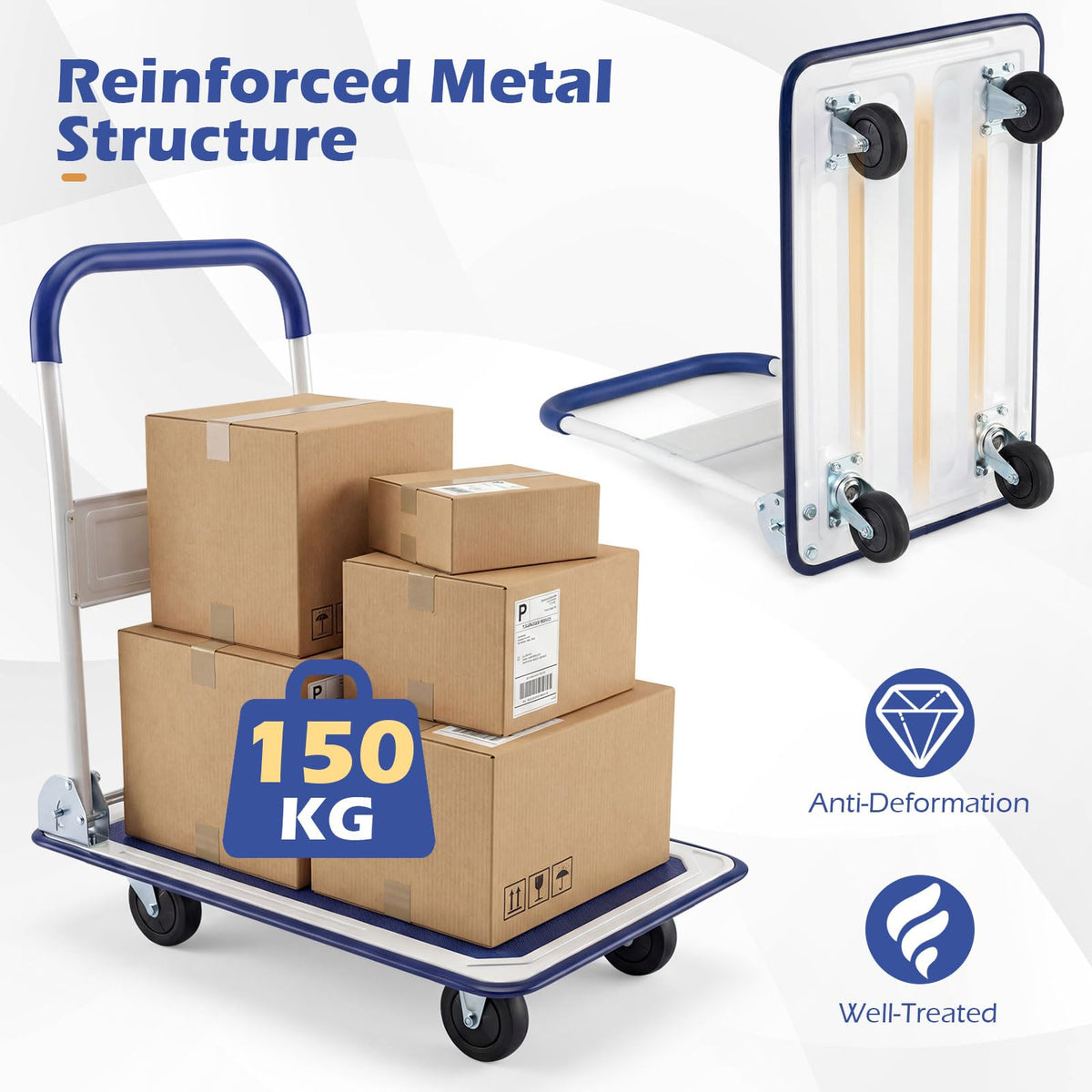 Folding Platform Truck with Swivel Wheels for Loading/Storage