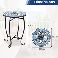 Outdoor Side Table Mosaic Patio Accent 35.5cm Coffee End Table
