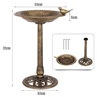 Garden Bird Bath with Sparrow Statue for Courtyard and Lawn
