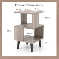 3-Tier Geometric Bookshelf Set of 2, Modern Asymmetrical End Table
