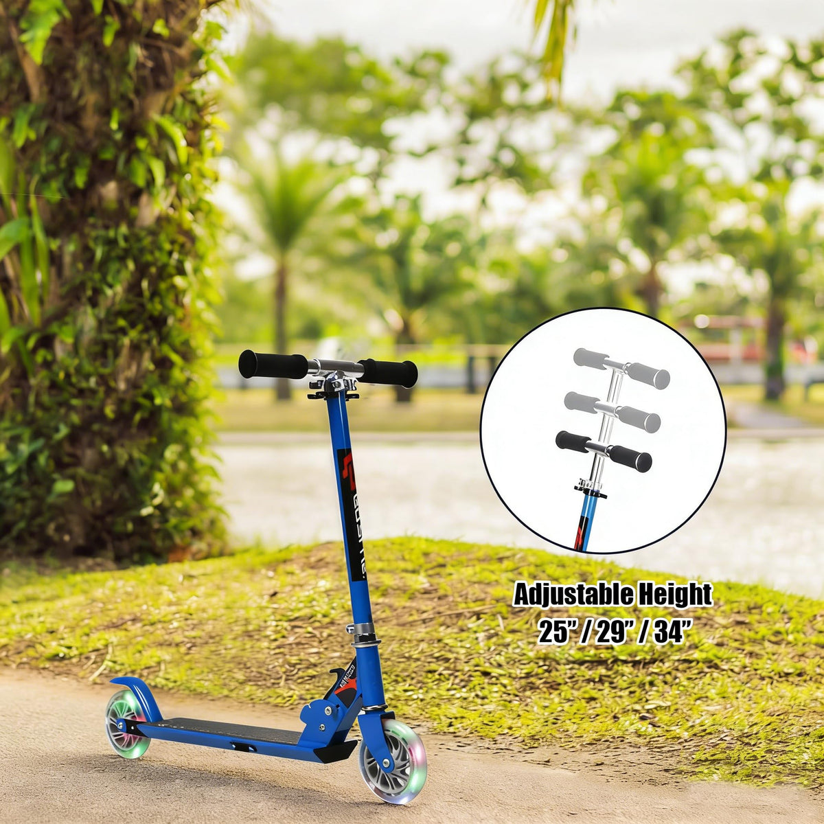 Folding Kick Scooter for Kids, 2 Flash Wheels Deluxe Aluminum