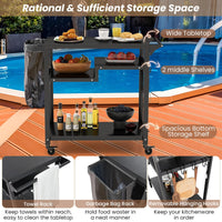 Giantex Three-Shelf Outdoor Cooking Prep Table with Garbage Bag Holder