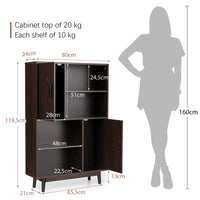 Giantex 4-Tier Wooden Bookshelf, Freestanding Storage Display Cabinet w/ 2 Doors, 4 Open Shelf