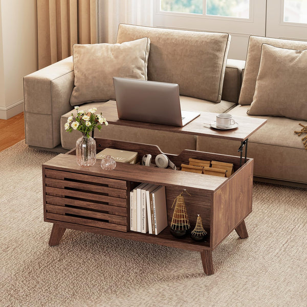 GIANTEX Lift Top Coffee Table with Hidden Compartment for Living Room