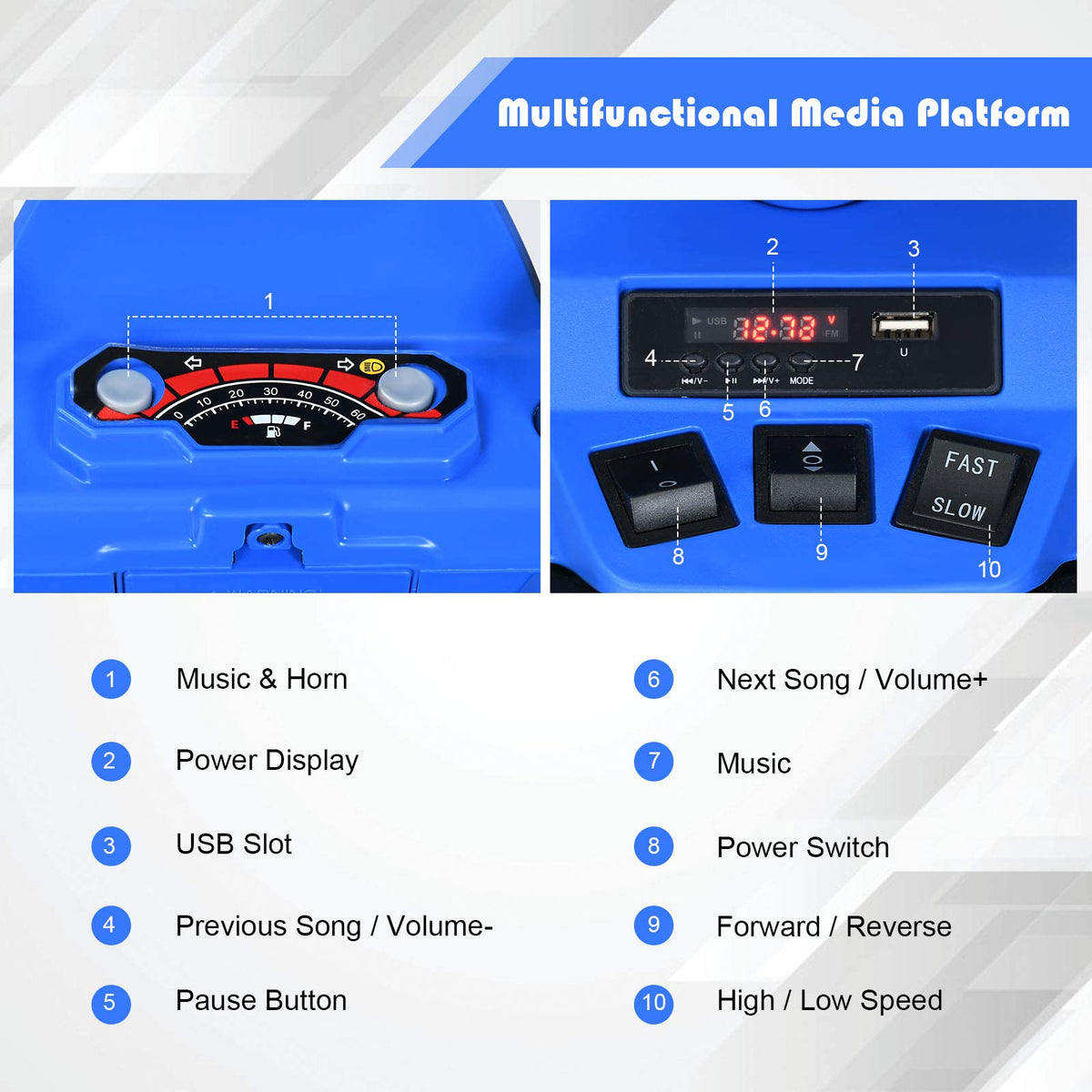 12V Electric Kids Quad ATV Ride on Car with Music and Bright LED Lights