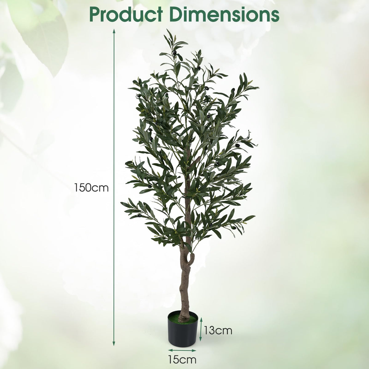 1.5M Tall Faux Greenery Plants with Realistic Fruits and Mosses