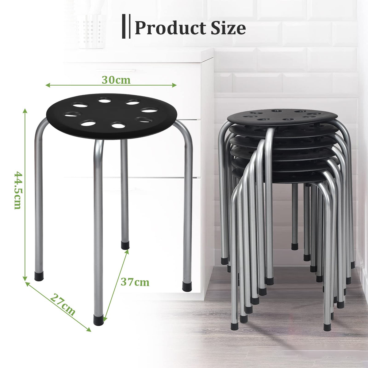 Giantex 6 Pack Stackable Stools, Lightweight Backless Stools w/Metal Frame & Plastic Seat for Home School Classroom