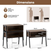 Nightstand Set of 2, Stackable End Tables with Storage Compartment