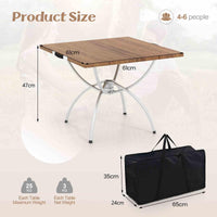 2 Pack Folding Camping Table Extendable Lightweight Picnic Table