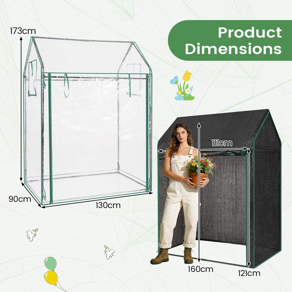 Tomato Mini Greenhouse 130 x 90 x 173 CM, Portable Clear PVC Cover