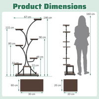 Indoor Plant Stand with Grow Lights, 146CM Tall 8-Tier Corner Metal Plant Shelf