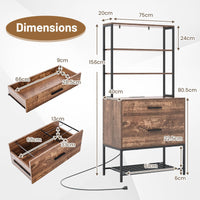 Giantex File Cabinet with Charging Station, Freestanding Printer Stand