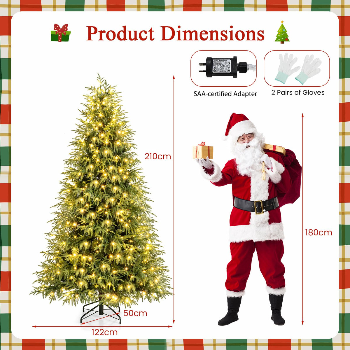 Pre-Lit Artificial Christmas Tree with 1083 Soft TPE and PVC Mixed Branch Tips