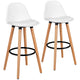 2Pcs Bar Stools, Pub High Barstool Dinning Chair w/ Round Metal Footrest