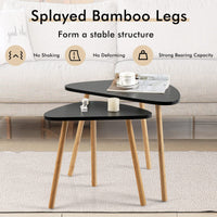 Giantex Beside Tables Nesting Coffee Table Set of 2 w/Oval Triangular Tabletop