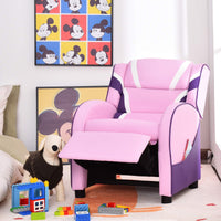 Kids Recliner Chair, Ergonomic Toddler Sofa Lounge Recliner w/ Adjustable Backrest & Storage Pocket, Pink & Purple