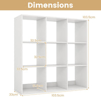 9-Cube Bookshelf, Modern Cubby Bookcase with Back