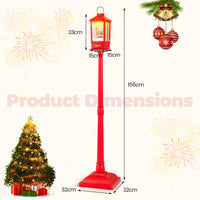 1-Piece Christmas Street Lamp 155cm with Snow Globe and Santa Music for Porch