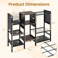 3-Tier Garden Tool Organizer w/Wooden Shelves