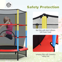 55 Inches Kids Trampoline with Safety Enclosure Net