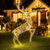 Lighted Mid-Leap Christmas Reindeer with 1200 Warm White LED Lights for Yard Lawn
