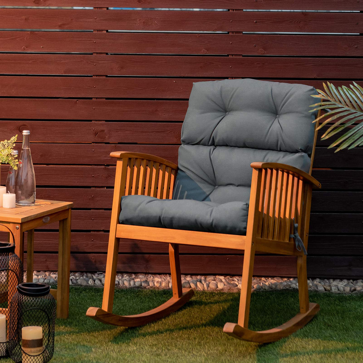 High Back Chair Cushion Patio Chair Seat Pads Non-slip Rope Belts Indoor Outdoor