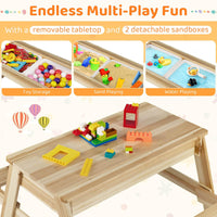 Kids Picnic Table, 4 in 1 Wooden Table & Bench Set with Removable Top & 2 Storage Boxes