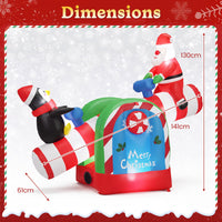 155cm Inflatable Christmas Santa Claus and Penguin Teeter Totter Blow Up Animated Seesaw Xmas Outdoor Decoration
